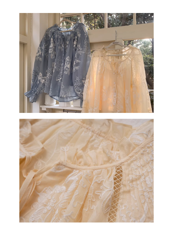 Vintage Embroidered Sheer Blouse