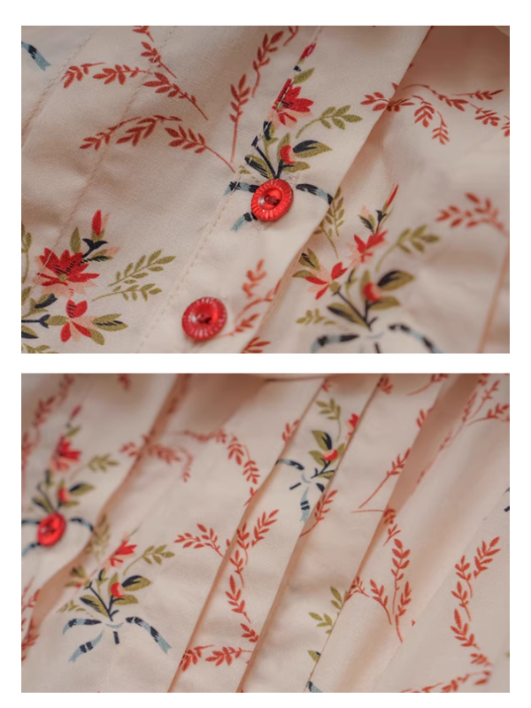 Cottagecore Floral Ruffled Cotton Blouse