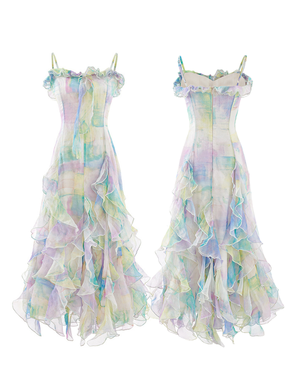 Ethereal Watercolor Ruffle Gown