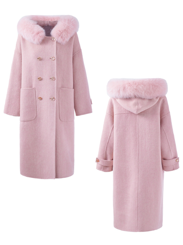 Fur Collar Wool Double-Breasted Coat