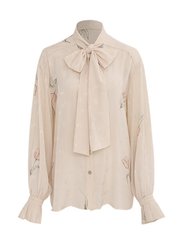 Romantic Tulip Bow-Tie Blouse