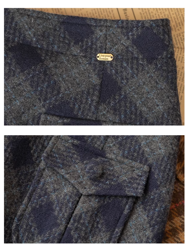 Dreamy Woolen Plaid Gray Checkered Skirt