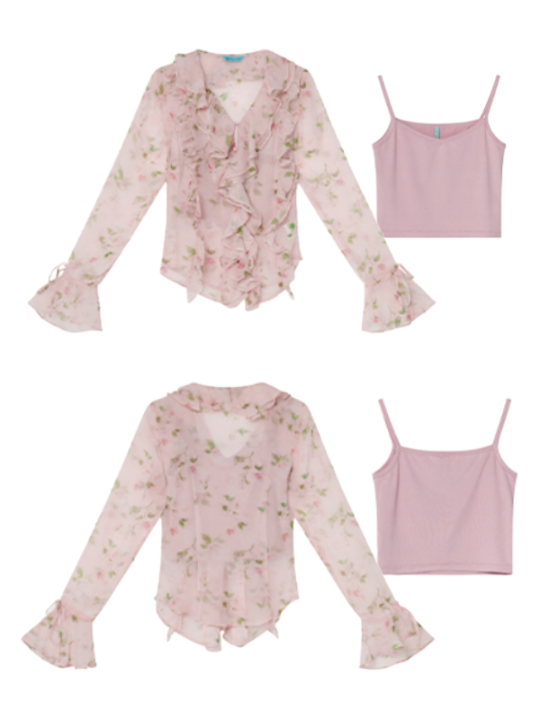 Blush Ruffle Floral Blouse