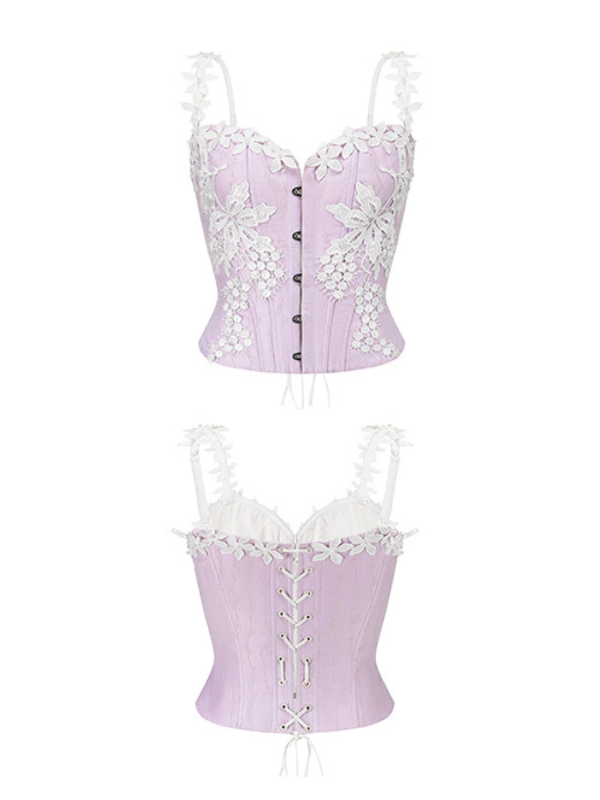Floral Embroidered Corset & Sheer Skirt