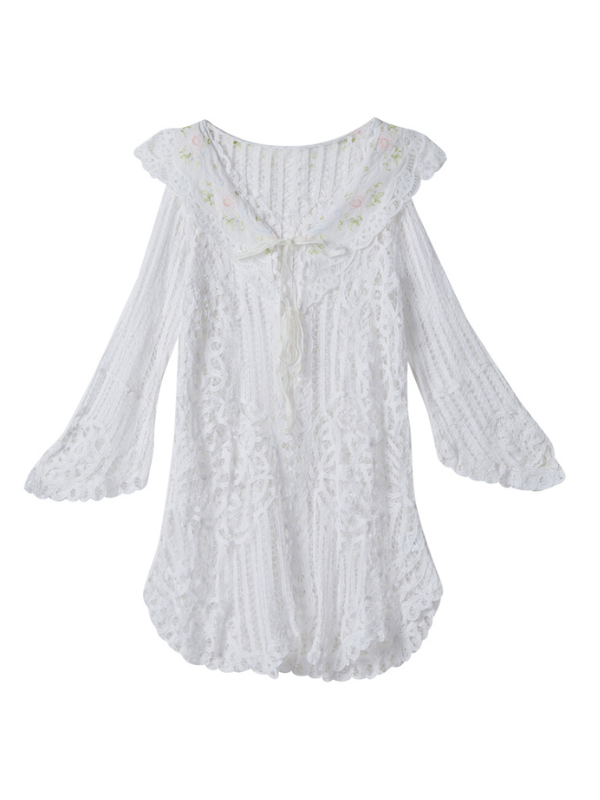 Vintage Floral Embroidered Lace Overlay