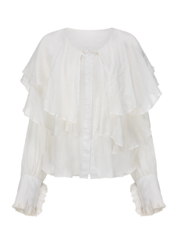 Ruffled Cloud Linen Blouse