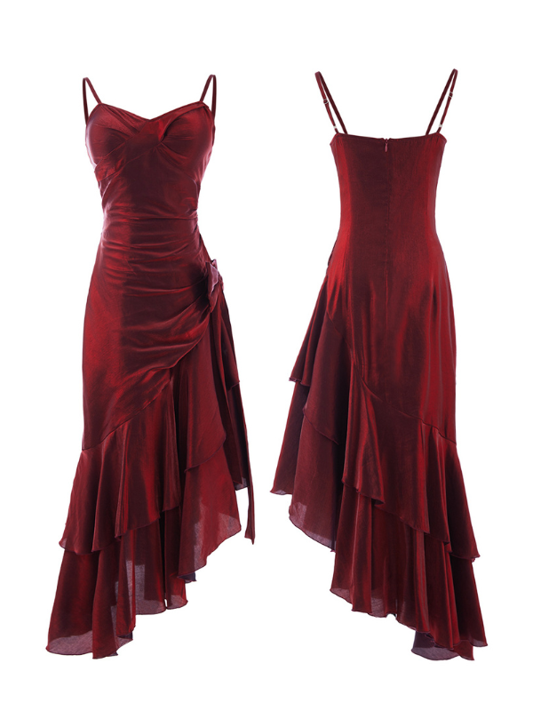 Crimson Elegance Mermaid Bow Dress
