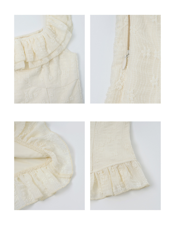 Ivory Ruffle Top & Satin Flare Skirt