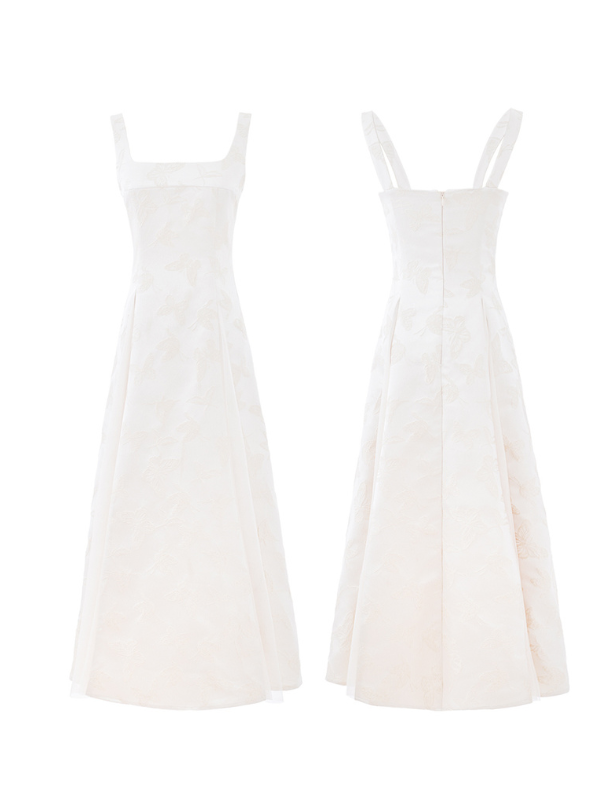 Ethereal Butterfly Embroidered Jacquard Dress