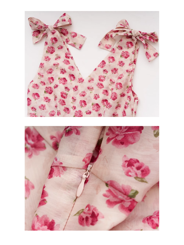 Romantic Rose Garden Ruffled Wrap Dress