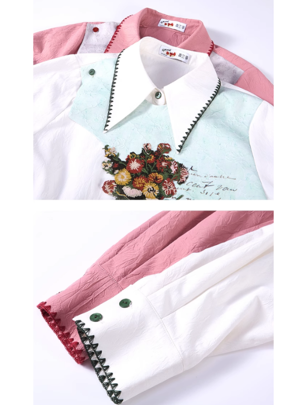 Vintage Floral Embroidery Blouse