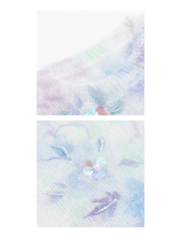 Dreamy Pastel Floral Mohair Sweater