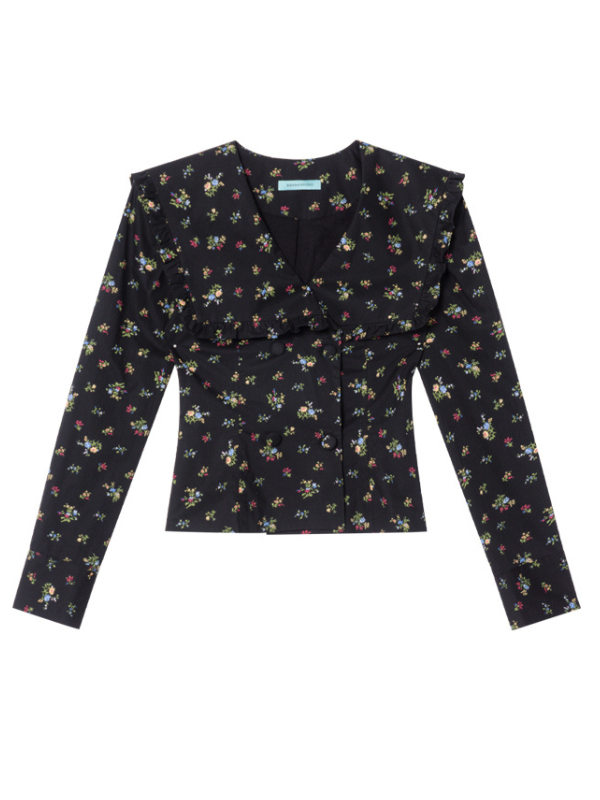 Black Vintage Floral Blouse