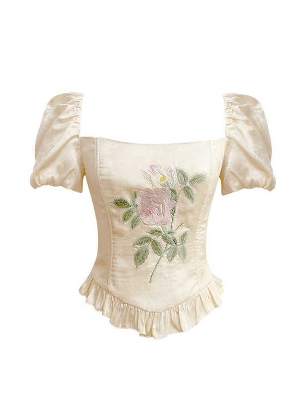 Romantic Rose Embroidered Corset Top