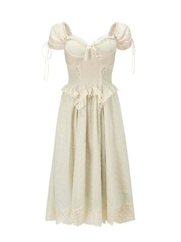 Ethereal Lace Corset Lime Green Dress