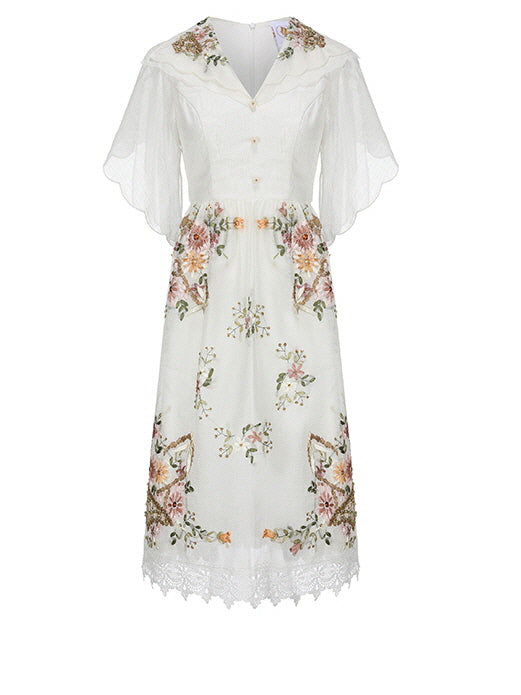 Elizabeth's Retro White Elegance Dress