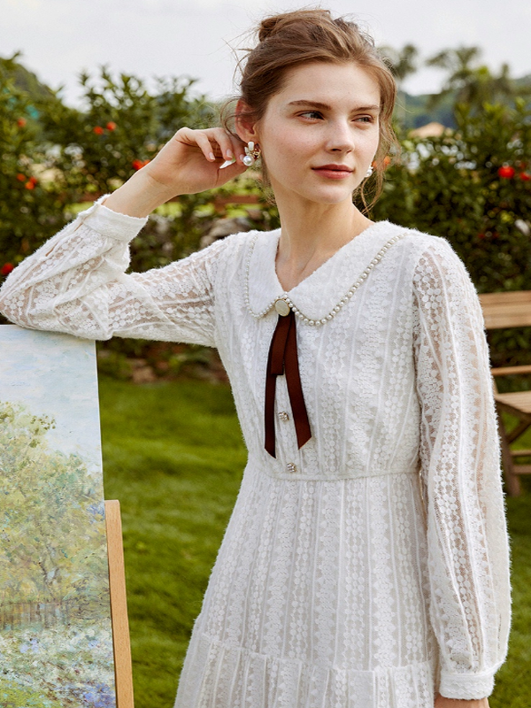 Lace Enchantment in White Dress