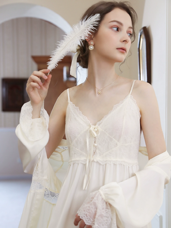 Snowy Lace Elegance Nightgown