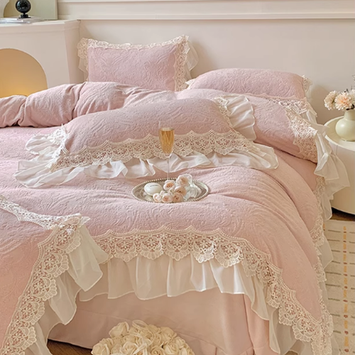 Pink Velvet Princess Douvet Cover Set