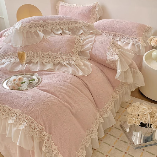 Pink Velvet Princess Douvet Cover Set
