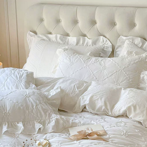 White Cozy Quilting Duvet Cover Set