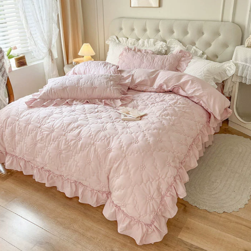 Pink Cozy Quilting Duvet Cover Set