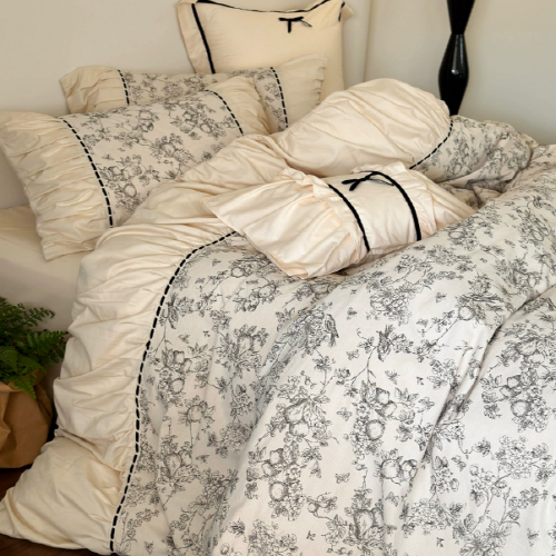 French Vintage Floral Pink Bedding Set