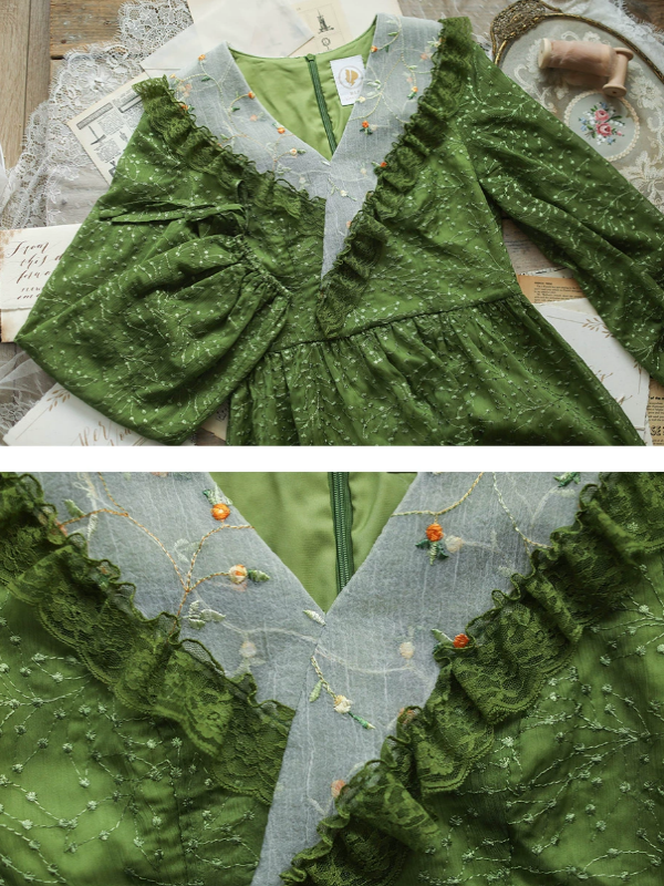 Green Serenity Frills Dress