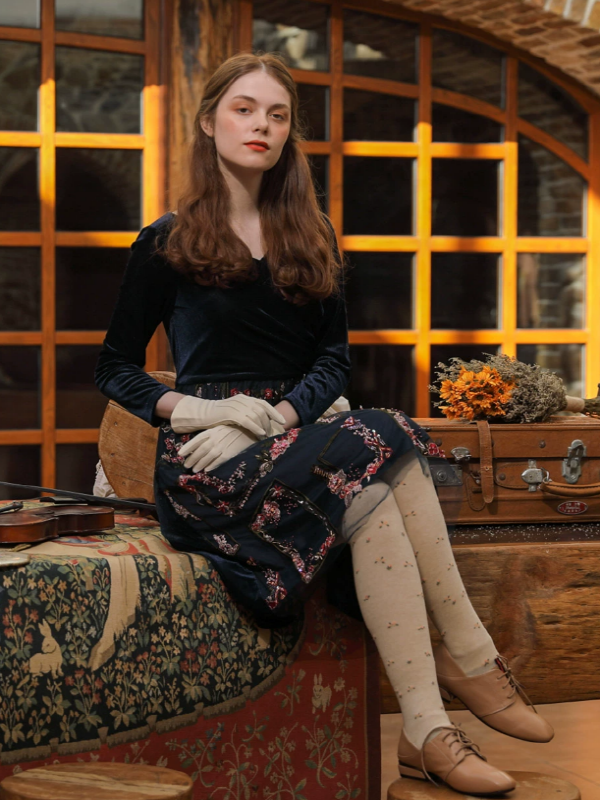Velvety Symphony of Elegance Dress
