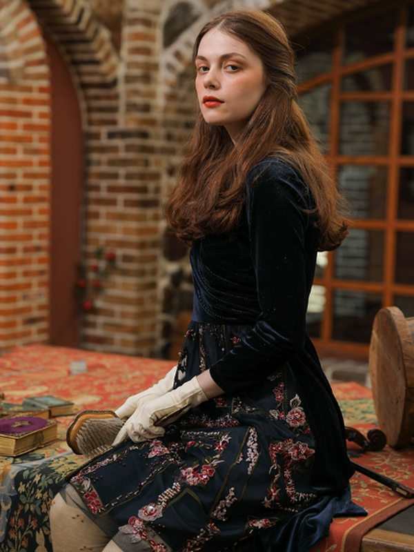 Velvety Symphony of Elegance Dress