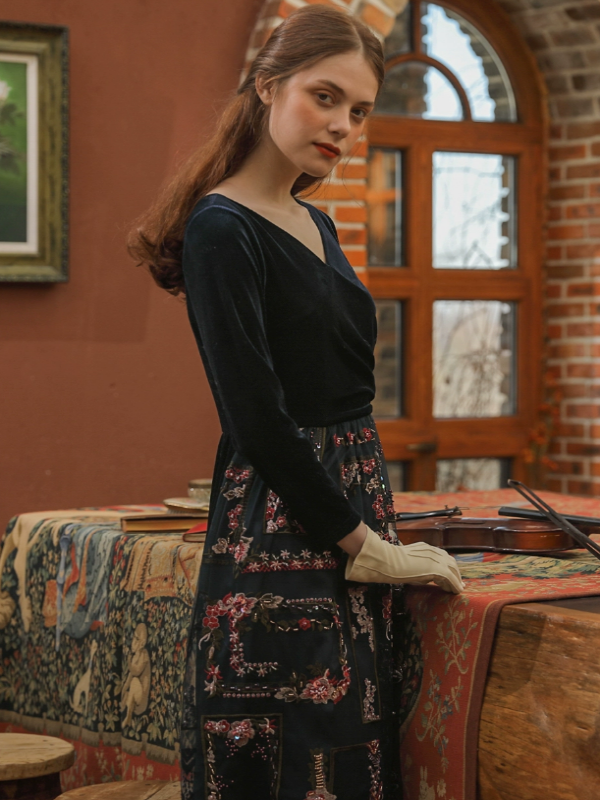 Velvety Symphony of Elegance Dress