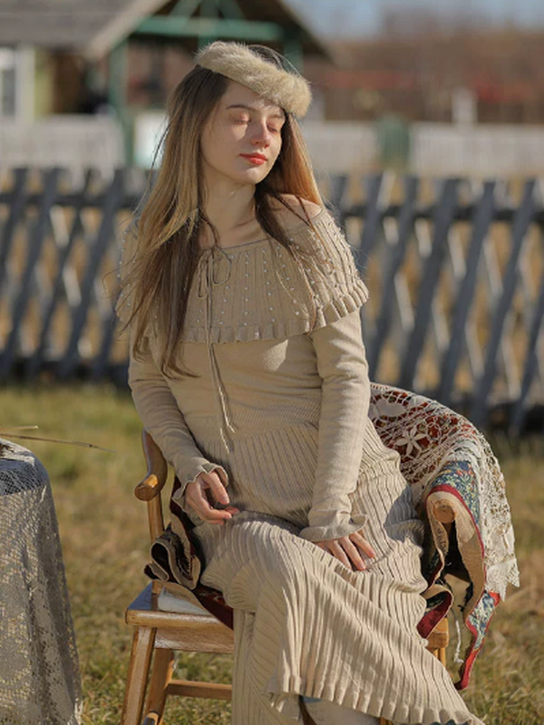 beige dress knit Beige Serenity of Knit Dress