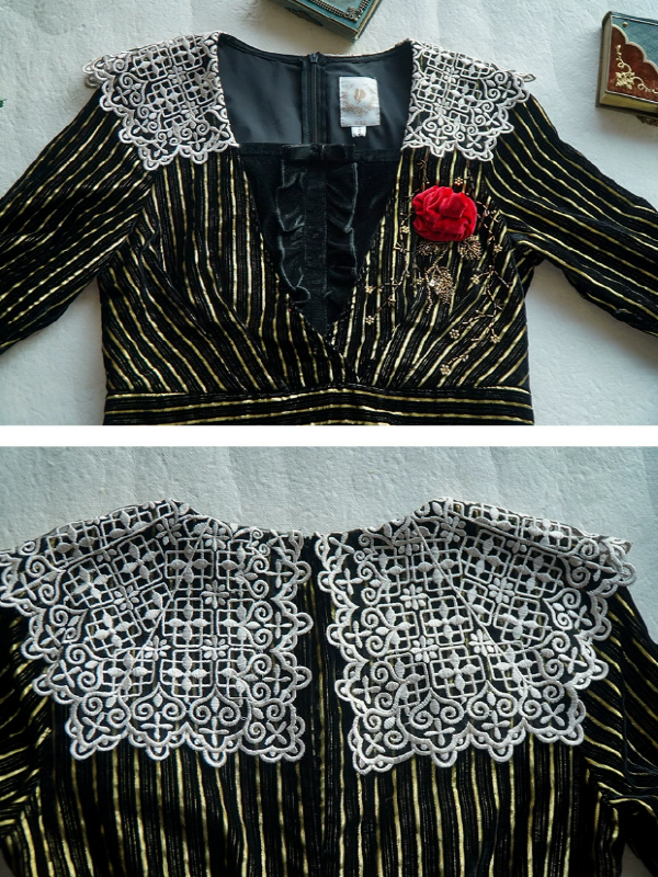 Golden Twilight Lace Dress