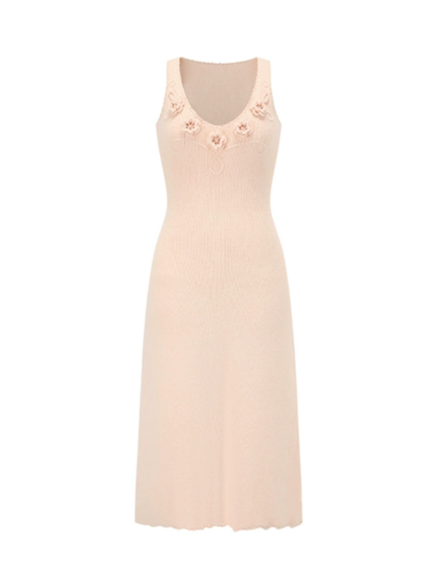 Elegant Blooming Lace Knit Dress