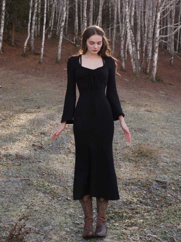 Classic Grace Black Cable Knit Dress