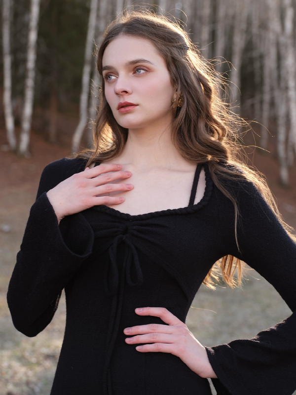 Classic Grace Black Cable Knit Dress