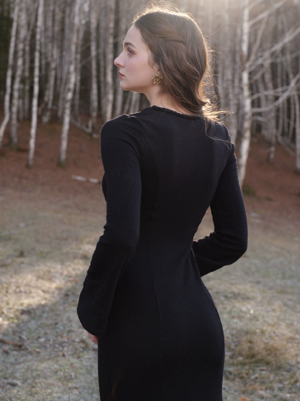 Classic Grace Black Cable Knit Dress