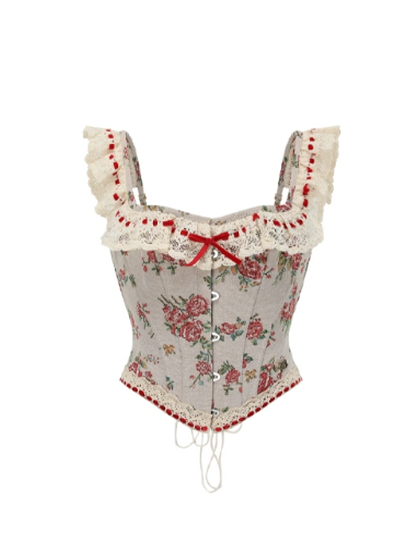 Classic Rose Lace Ribbon Corset