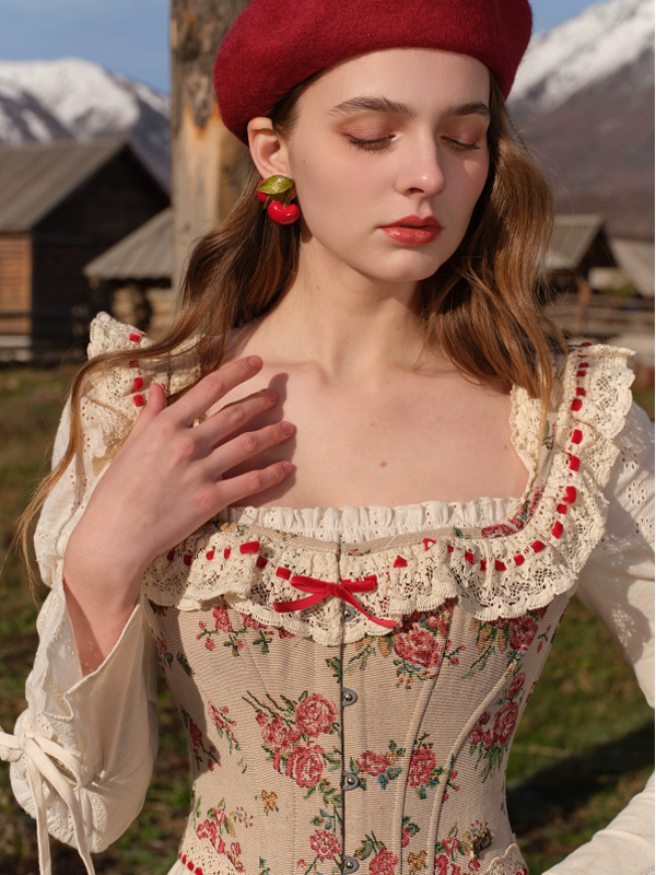 Classic Rose Lace Ribbon Corset