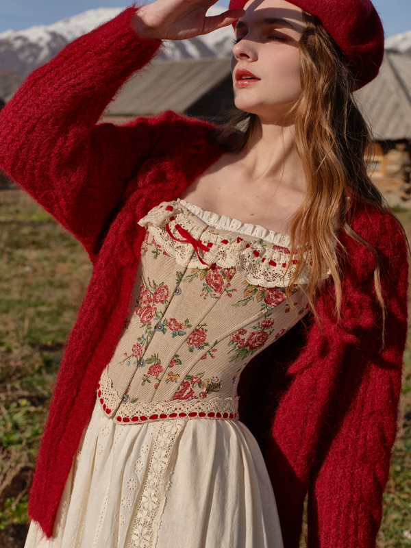 Classic Rose Lace Ribbon Corset