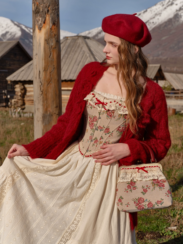 Classic Rose Lace Ribbon Corset