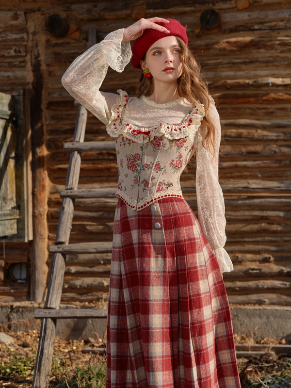 Classic Rose Lace Ribbon Corset