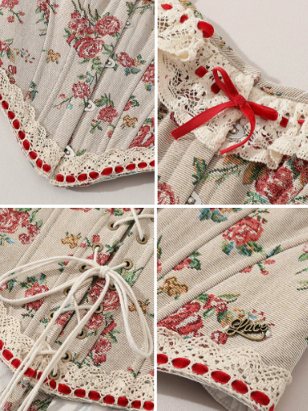 Classic Rose Lace Ribbon Corset