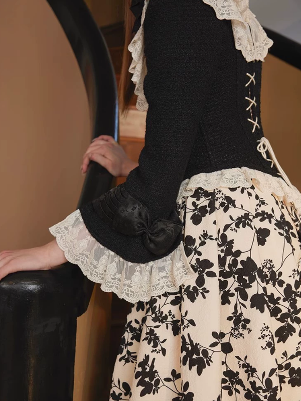 Classic Black Lace Frill Corset Jacket