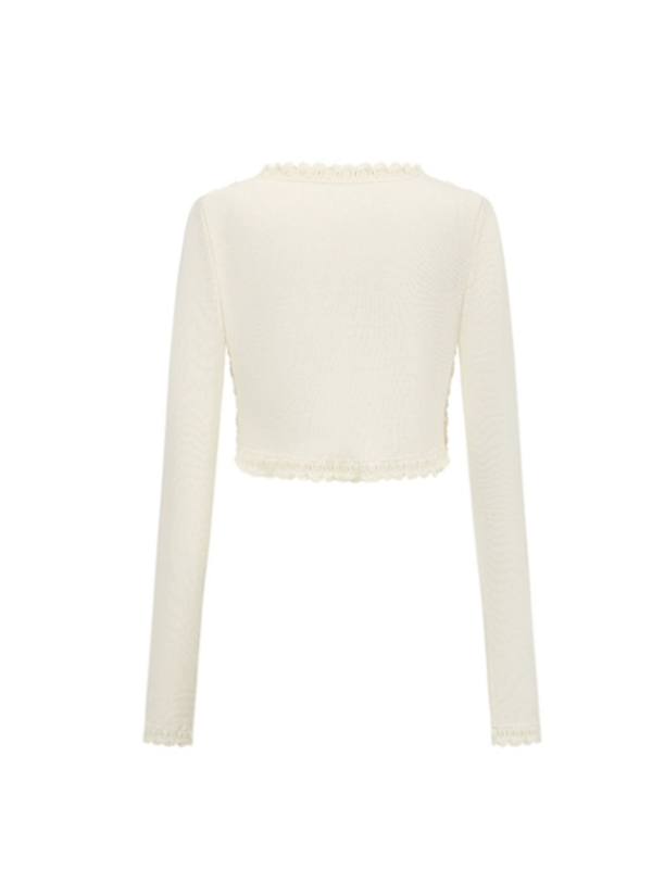 Ivory Ribboned Wool Cardigan