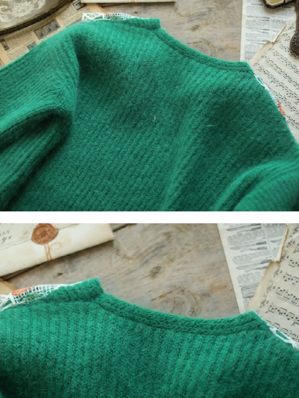 Forest Green Fruit Lace Sweater