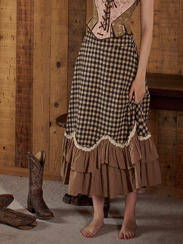 Chic Harmony Vintage Checkered Skirt
