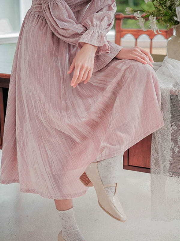 Vintage Pink Velvet Elegance Dress