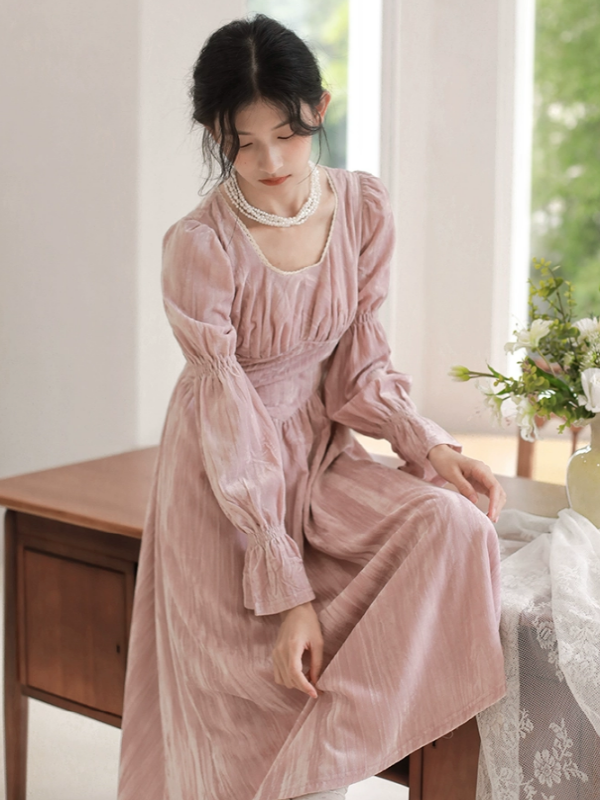 Vintage Pink Velvet Elegance Dress