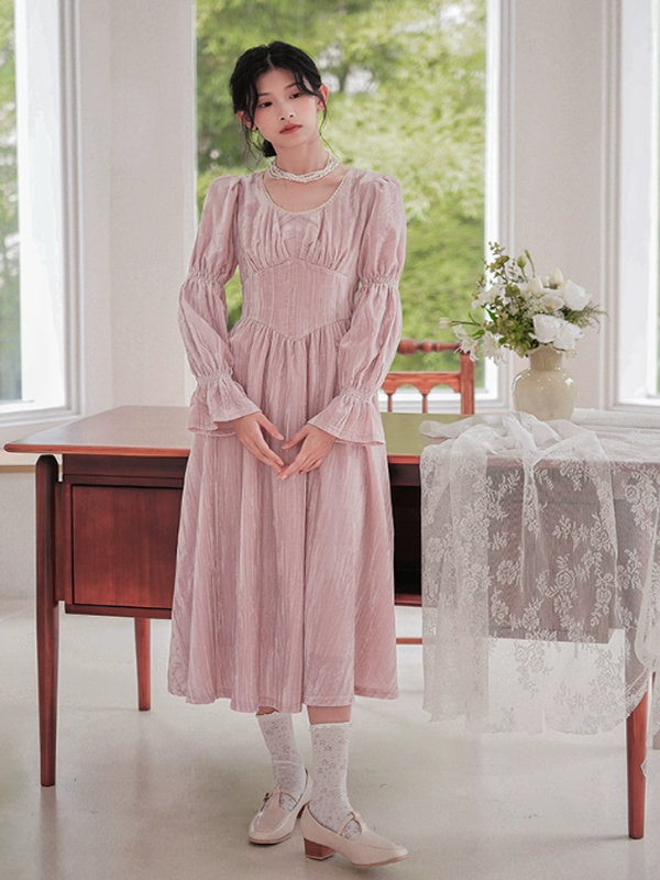 Vintage Pink Velvet Elegance Dress
